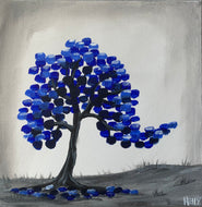 Blue Cubism Tree 20x20cm